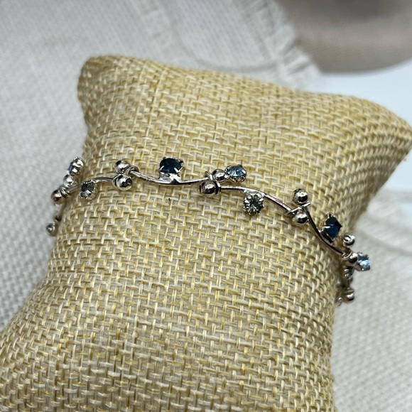 Vintage Vine CZ Bracelet Blue & Clear Stones | 7.25" - Picture 9 of 17
